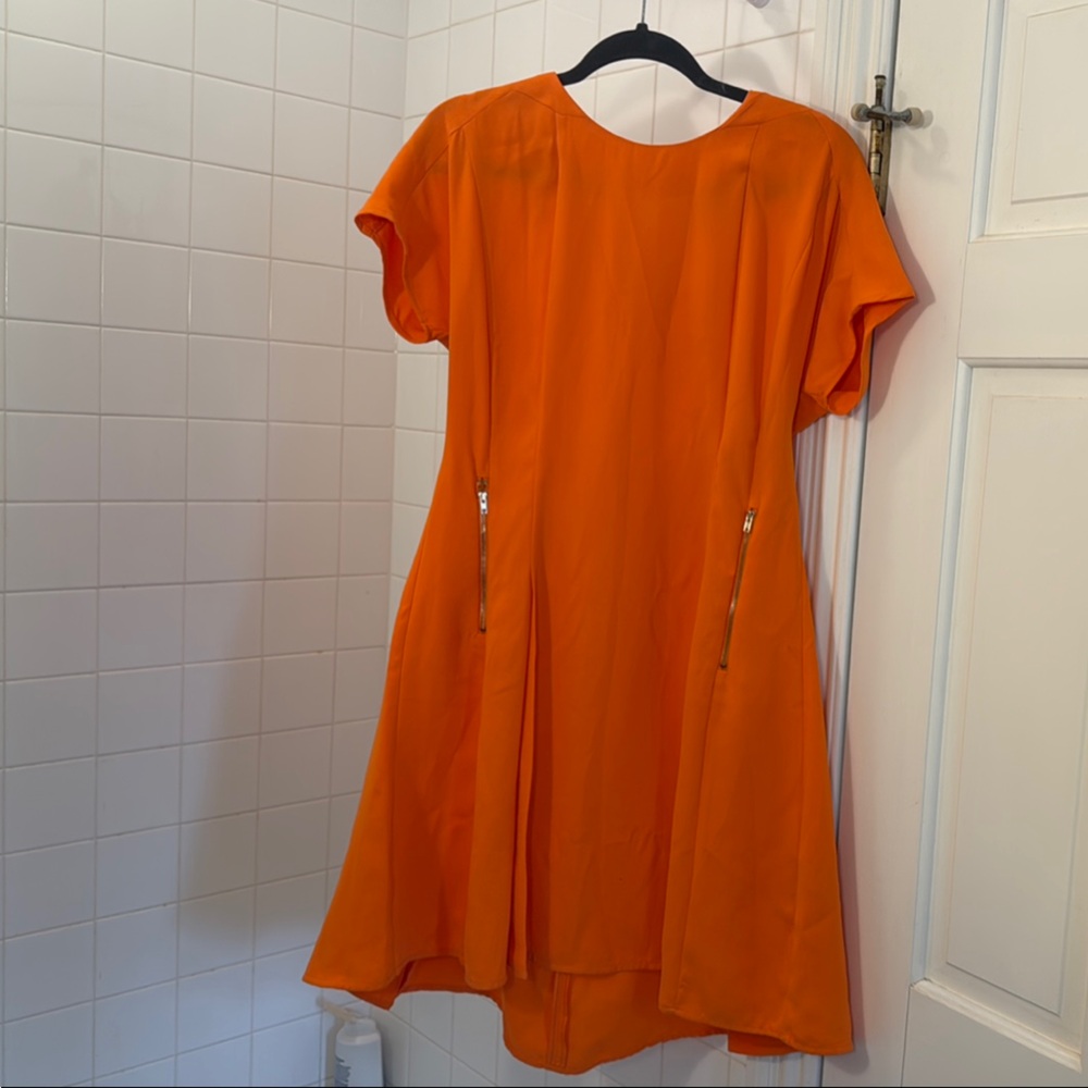 Sharagano 12 never worn Vibrant Orange Dress with Zipper Details